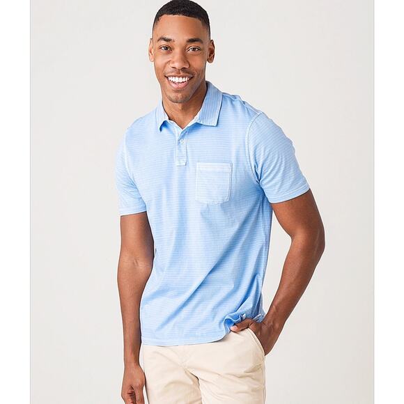 Vineyard Vines Island Men's Polo Shirt Blue Striped Pima Cotton GOLF Beach XL - Picture 1 of 10